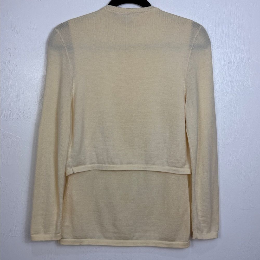 Carolina Herrera 2-Piece Virgin Wool Cardigan Tank Set Gold Embroidered M - Picture 3 of 12